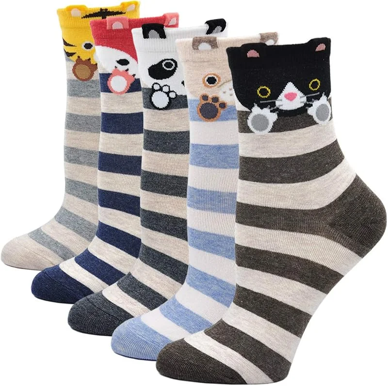 Visita la tienda de PUTUO PUTUO Calcetines Divertidos Mujer Calcetines Térmicos, Calcetines de Algodón Mujer Calcetines Animales Lindos, 5 Pares — Decoracion Navidad