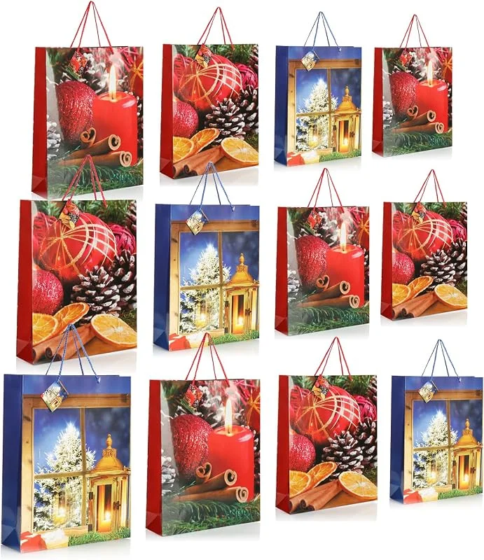 Visita la tienda de com-four COM-FOUR® 12x bolsas de regalo para Navidad 42 cm, bolsa de papel Papá — Envoltorio regalo