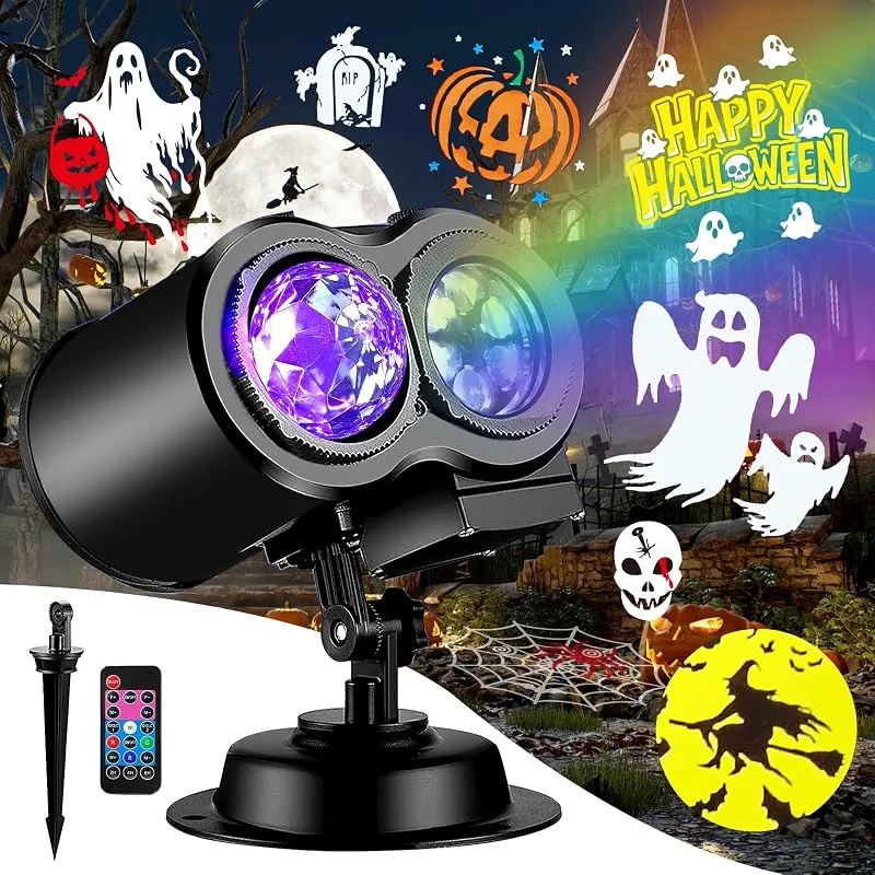 FLITI Proyector de luces de Halloween más brillante y proyector de Navidad para exteriores 2024, 19 efectos HD (3D Ocean Wave y patrones), 11 proyector de día festivo en casa y fiesta espectáculo de — Luces Navidad