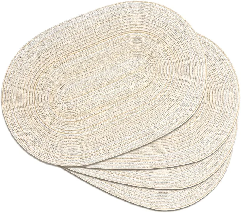 Noctiflorous - Juego de 4 de manteles Individuales ovalados Trenzados, Antideslizantes, Lavables, Resistentes al Calor, para Comedor, Cocina, Fiesta, decoración de Mesa, 30, 5 x 45, 7 cm, Beige 11 — Hogar y cocina