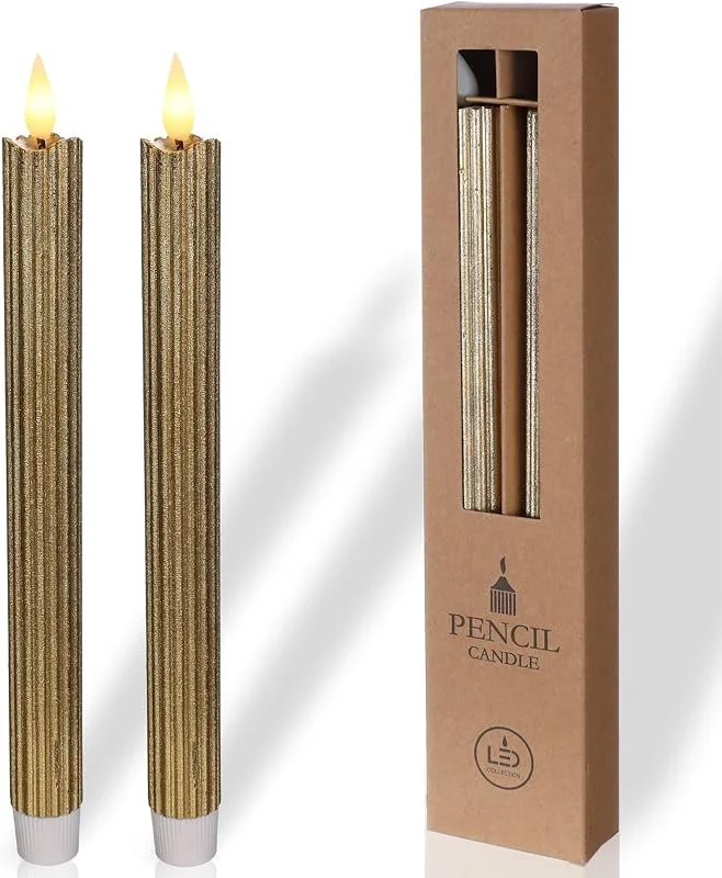 comforder 2 Velas LED de Cera Auténtica con Temporizador (Dorado) — Luces Navidad