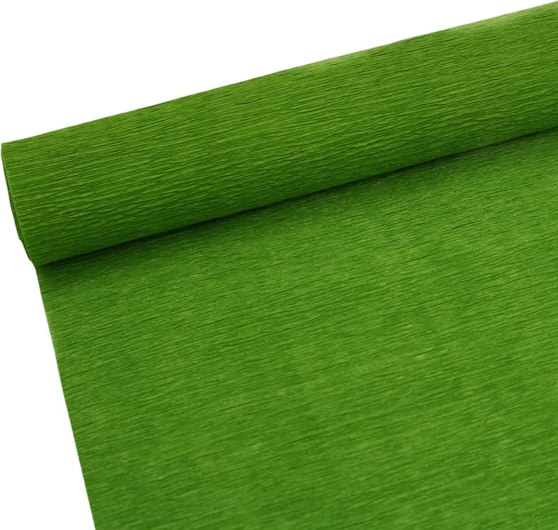 ODETOJOY Rollo de papel crepé de 70 g para hacer flores, hojas de papel crepé blanco, verde, rosa, 10 pulgadas de ancho, 8 pies de longitud (verde césped) — Envoltorio regalo