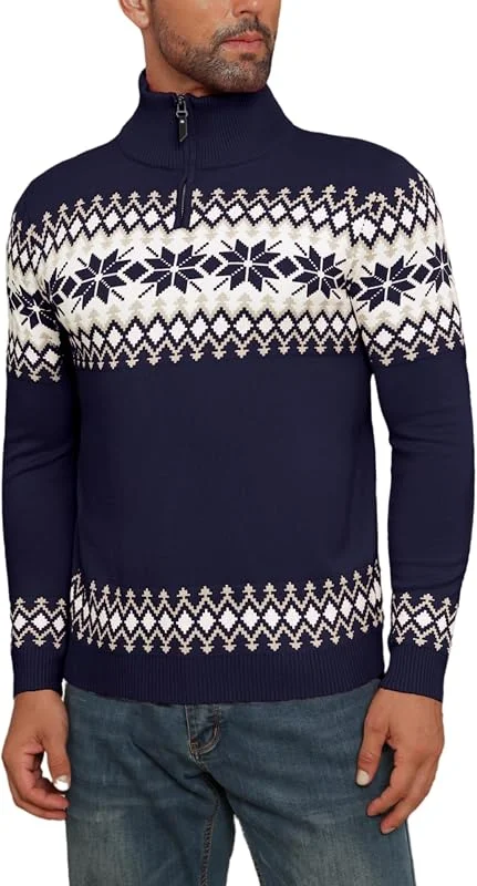 Visita la tienda de Yukiuiny Suéter Navidad Hombre Cuello Alto Cremallera Navideño Prendas de Punto Adherente Tops Manga Larga Jersey Calcetín Básico Invierno Jerséis Comfort — Ropa Navidad