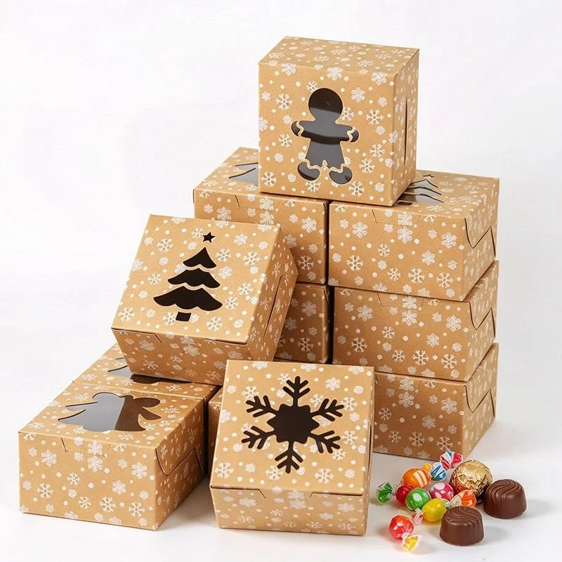 DAHI Bolsas de regalo de Navidad, sobres navideños de papel kraft (marrón) — Envoltorio regalo
