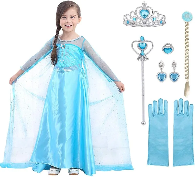 URAQT Vestidos Princesa, Disfraz Princesa Niñas, Disfraz Elegante Accesorios — Ropa Navidad