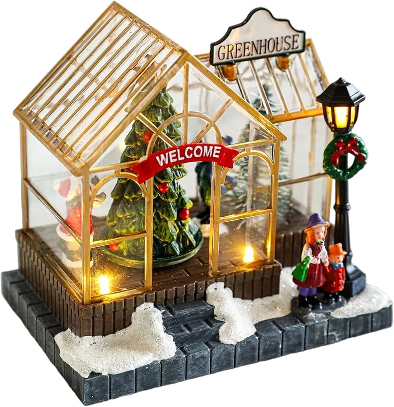 Visita la tienda de Tissting Tissting Casa Navideña Resina con Luz LED Pueblo Miniatura Escritorio — Decoracion Navidad