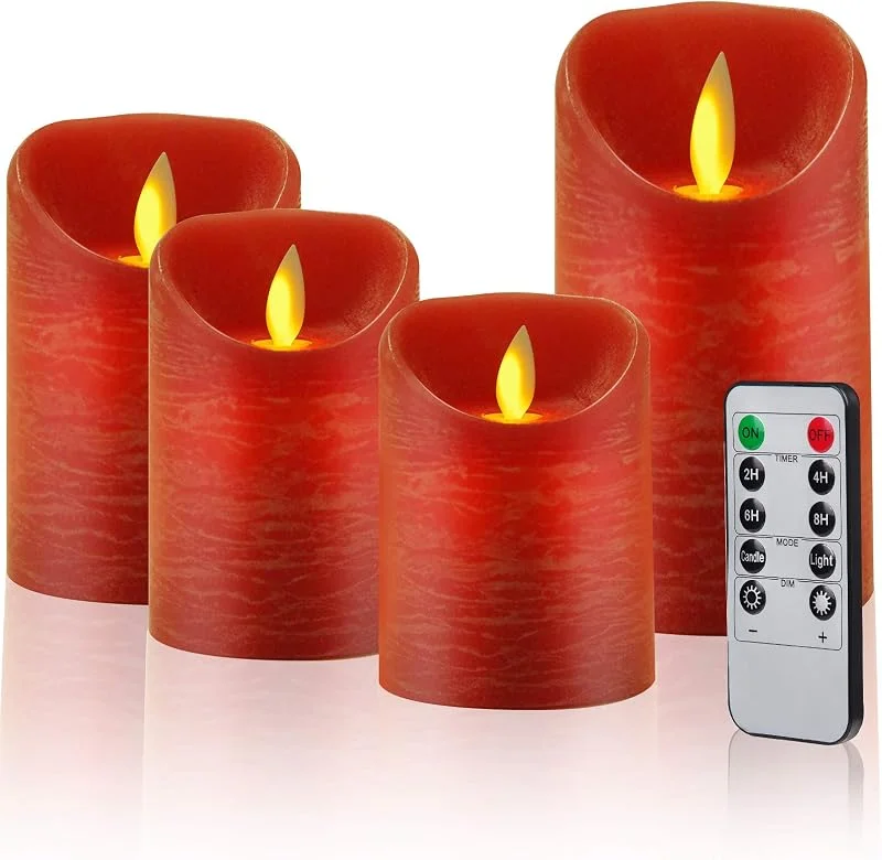 CPROSP 4pcs Velas LED con Mando a Distancia 7, 5 x 9, 10, 5, 12, 5, 15, 5 cm — Luces Navidad