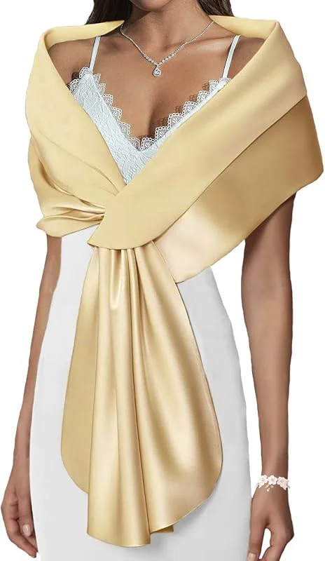 Atigy Estola de satén festivo elegante de boda bufandas estola para vestidos de noche vestidos de novia — Ropa Navidad