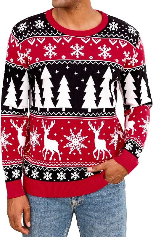 Visita la tienda de iClosam iClosam Suéter Navideño Hombre Estampado Manga Larga con Cuello Redondo — Ropa Navidad