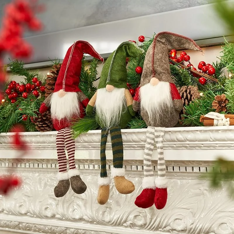 LATERN 3 Piezas Figuras De Felpa Navideña, Adornos Navideños De Gnomos Gnomo De Tomte Sueco Hecho A Mano Figura Escandinava De Felpa con Patas Largas De Santa Elfo (51, 5 x 11, 5cm) — Adviento y mesa