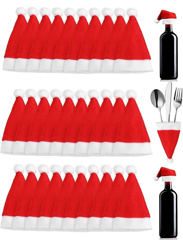 Yukiyi 36 Piezas Mini Gorro De Navidad Mini Sombrero De Navidad, Decoración De Mesa Navideña, Bolsa De Cubiertos De Navidad, Sombrero De Cubiertos De Navidad, decoración Navidad Cena — Adviento y mesa