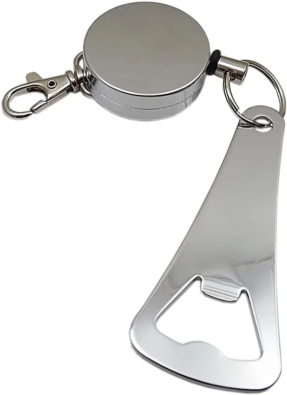 myledershop Práctico rollmatic llavero con abrebotellas en metal en plata — Vino y mesa festiva