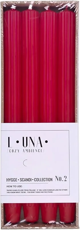 Visita la tienda de DONAU HOME DONAU HOME Juego de velas largas acanaladas, rojas, 4 unidades, 30 x 2, 25 cm de diámetro, sin perfumar, acanaladas, velas de mesa para decoración en el salón, cuarto de baño, 10 horas de combustión, velas — Cena a la luz de velas