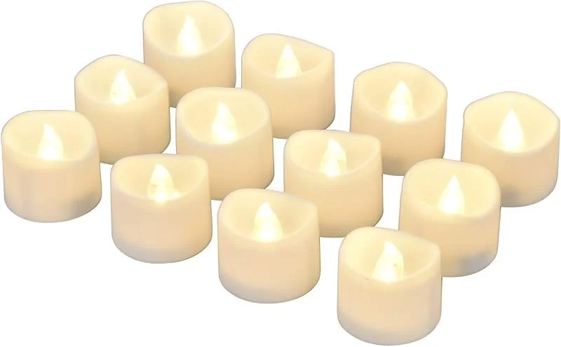 Willingood Velas de té LED sin llama con temporizador, 6 horas encendidas y 18 horas apagadas, 1.4 x 1.3 pulgadas, blanco cálido, [ 2] — Cena a la luz de velas