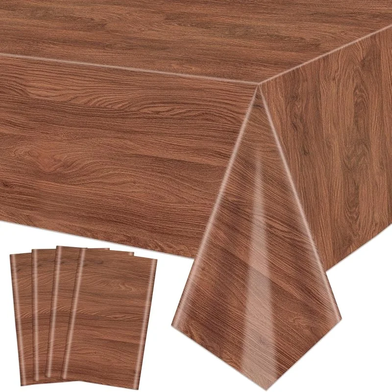 XJLANTTE 4 manteles de Grano de Madera, manteles rústicos, Mantel Rectangular de Madera marrón para Fiesta rústica, Fiesta de cumpleaños temática de Granero Occidental, 51 x 86, 6 Pulgadas — Hogar y cocina