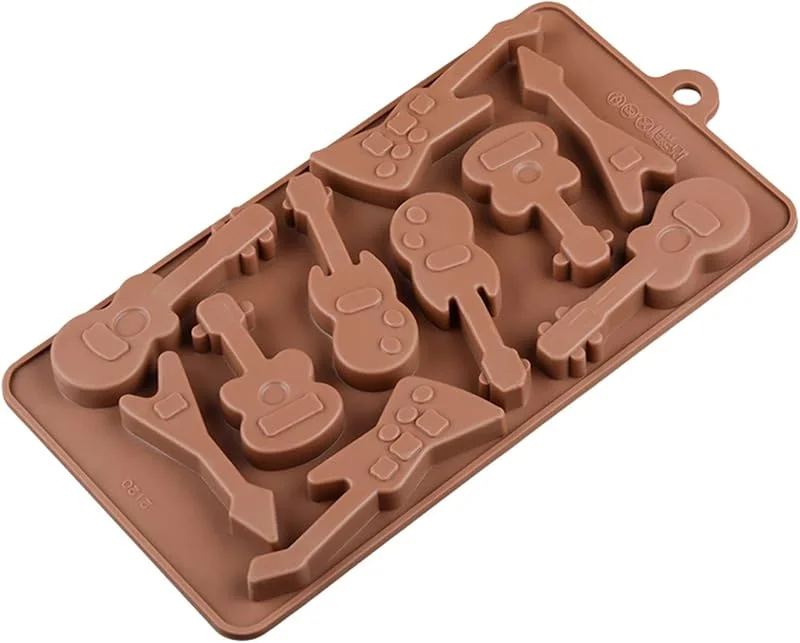 WishesMar Moldes de Chocolates de Silicona Forma de Varios Música Guitarra - 10 Cavidades Antiadherente Reutilizable Molde de Silicone para Caramelo, Dulces, Decoración de Pasteles — Hogar y cocina