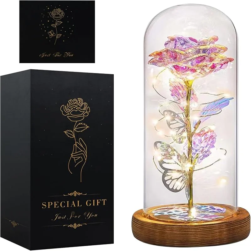 Seachrgif Rosa Eterna Rosa, Regalos Originales para Mujer, Rosa Bella y Bestia — Adviento y mesa