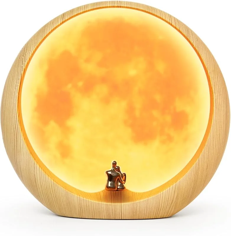 mamre Lámpara Ambiental de Luna para Aniversario, Boda y día de San Valentín, Regalo de Decoración Artística, Amor bajo la Luna Roja — Cena a la luz de velas