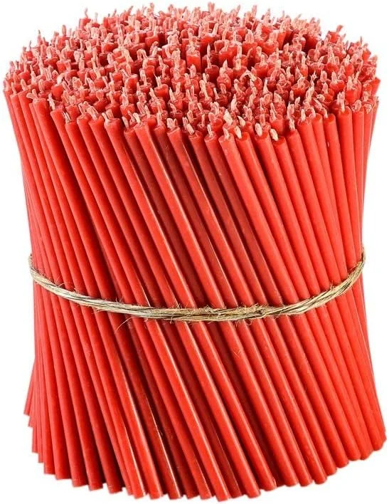 Visita la tienda de Danilovo Danilovo Velas de Cera de Abeja (Rojo) – Velas Ortodoxas Para Oración, Rituales, de Decoración de Mesa, N140, Altura 16 cm, 200 Unidades — Cena a la luz de velas