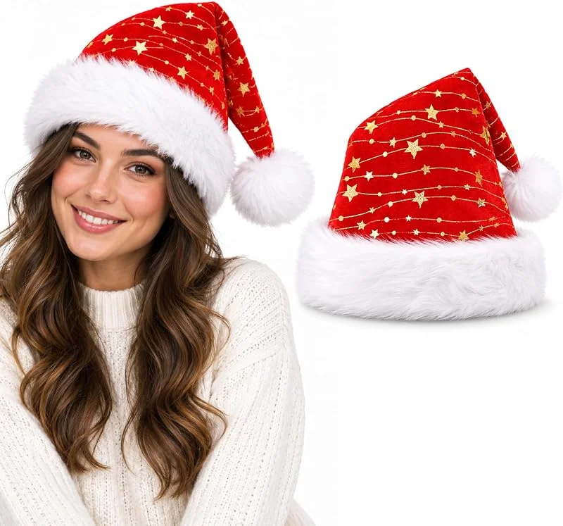 RoxNvm Gorro papa Noel Niño, 3 Piezas Gorro Navidad, Rojo Gorro Santa Claus — Ropa Navidad
