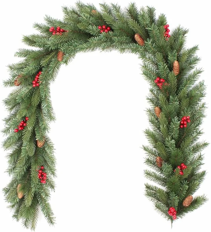 Creativery Guirnalda de abeto artificial, aprox. 30 cm x 1, 8 m, interior y exterior, suave inyectado, agujas de pino, guirnalda navideña — Decoracion Navidad