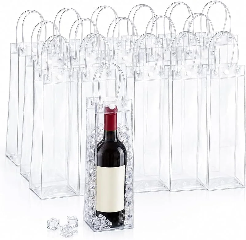 Yutissi Bolsas Para Hielo, Transparente PVC Ice Bag para Champagne, 5.9*2.9*13"VINO — Vino y mesa festiva