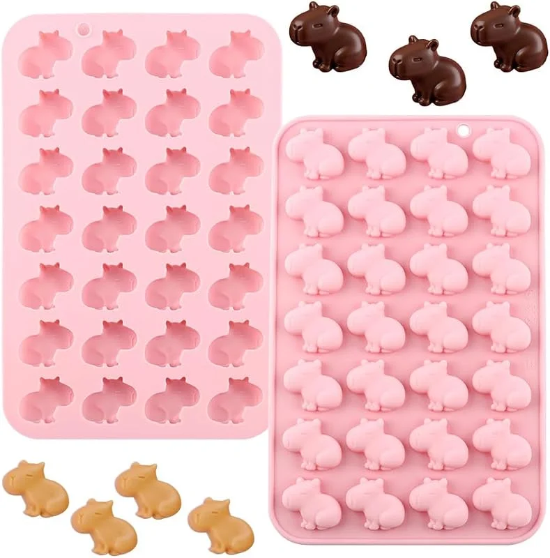 HGSHUO Moldes de Silicona Capybara Chocolate Molde de Pastel Molde para Hornear Capybara Molde de Silicona Moldes de Repostería Jabón Navidad Pascua 2 Piezas — Hogar y cocina