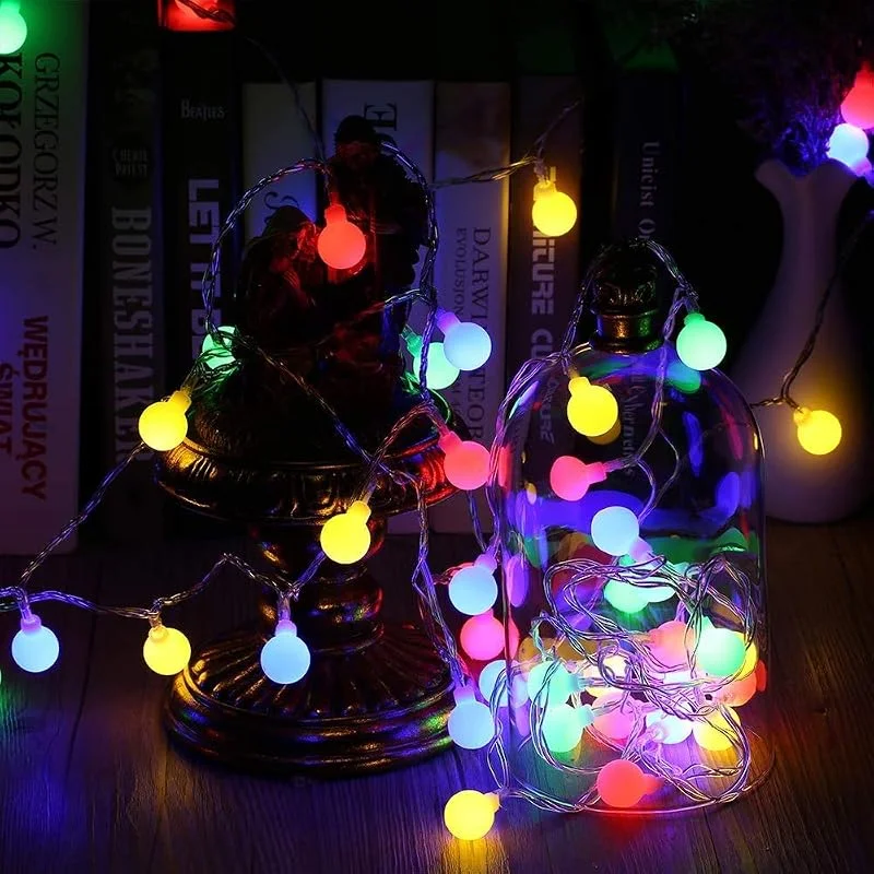 BrizLabs Guirnalda Luces Colores, 10M 100 LED RGB Cadena de Luces Bolas Exterior Interior Impermeable 8 Modos Luces Decorativas para Casa Fiesta Boda Navidad Jardine Patio — Luces Navidad