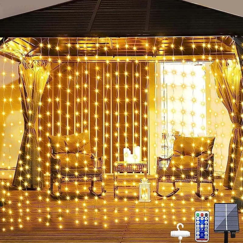 Visita la tienda de Dekofun Cortina de Luces Solares, 3mx3m 300LED Blanco Cálido — Luces Navidad