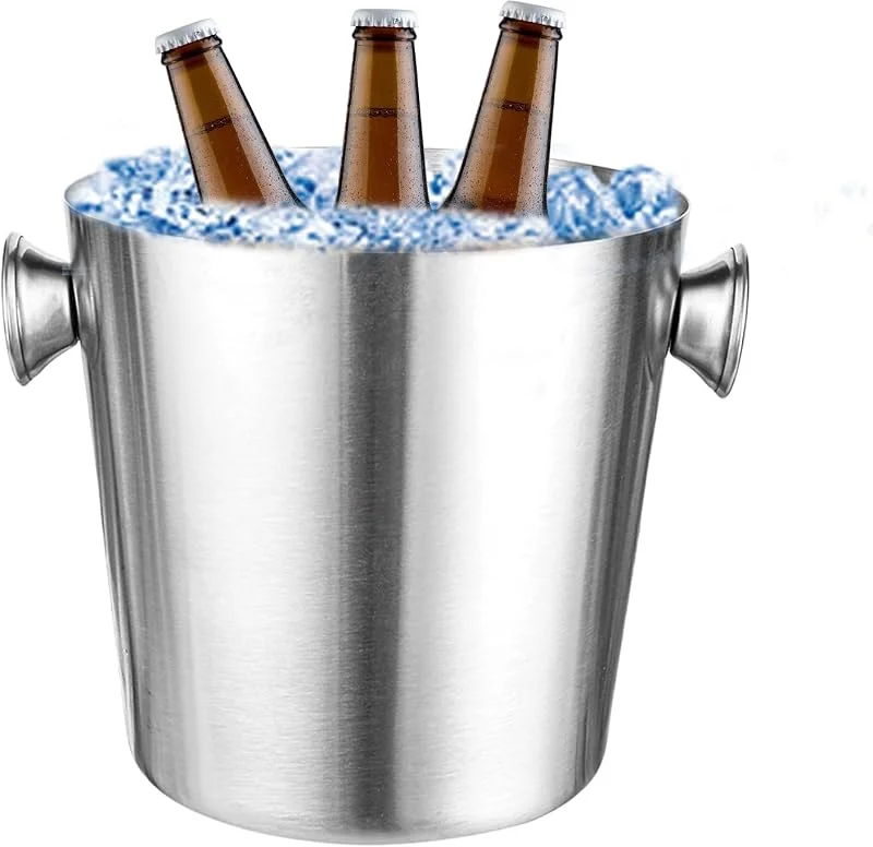 Genérico Ice Bucket, Drink Cooler, 5.51x7.09in 2L Stainless Steel Wine Cooler, Insulated Beverage Tub, Chiller Handle for Champagne, Cocktail, Beer, Garden Parties, Home Use — Vino y mesa festiva