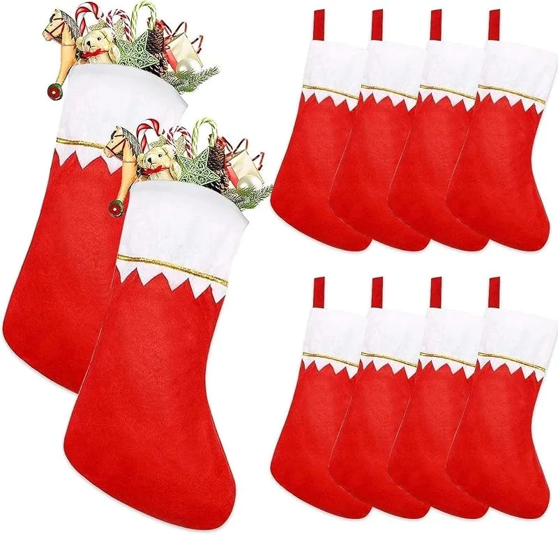 PUERHUACI Calcetín de Navidad, Botas de Navidad, 10 Piezas Grandes Medias Navideñas — Decoracion Navidad