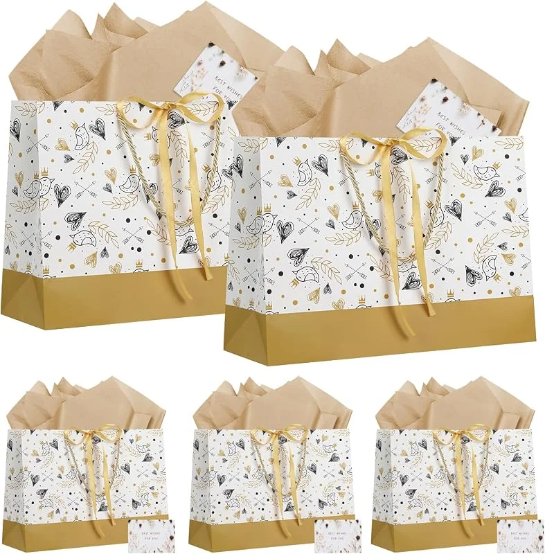 Visita la tienda de LVNRIDS LVNRIDS 5 Bolsas de Regalo Grandes con Cintas 32x11x25 cm, Bolsa de Regalo con asa 5 Tarjeta de Felicitación 5 Papel Sydney para Cumpleaños, Fiesta, Celebración, Navidad — Envoltorio regalo