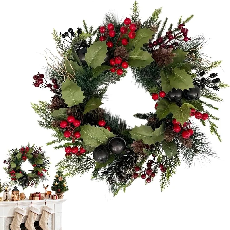 zwxqe Coronas de Navidad para puerta de entrada, guirnalda decorativa de color — Decoracion Navidad