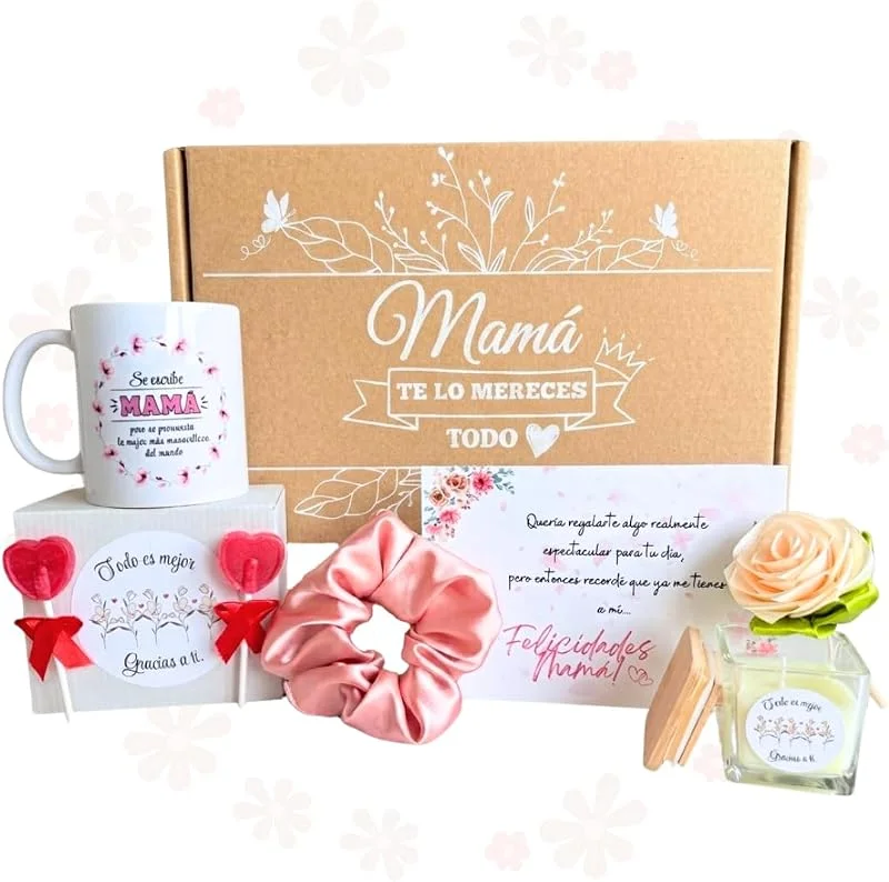 REGALMA Caja Regalo para Madre - Regalo para Mama con Taza, Vela Perfumada, Rosa Eterna y mas, Pack Sorpresa para Madre Ideal para Cumpleaños, Día de la Madre y Navidad, Regalos Mama de Hija e Hijo — Envoltorio regalo