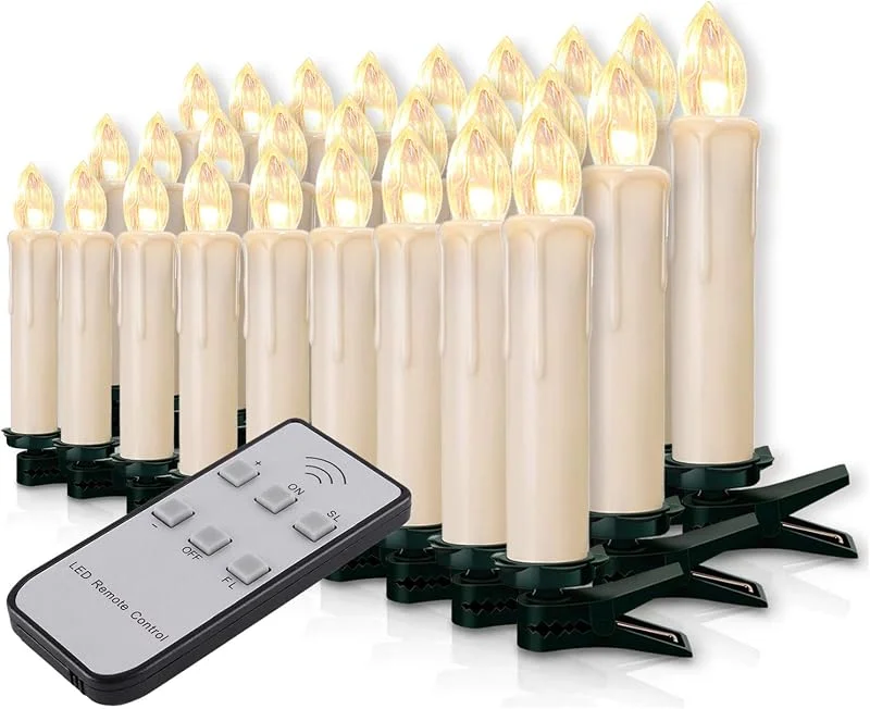 Forever Speed Miafamily, juego de velas de Navidad con 20 o 60 LEDs, inalámbricas, para el árbol de Navidad, con mando a distancia, carcasa blanca, 20er — Luces Navidad