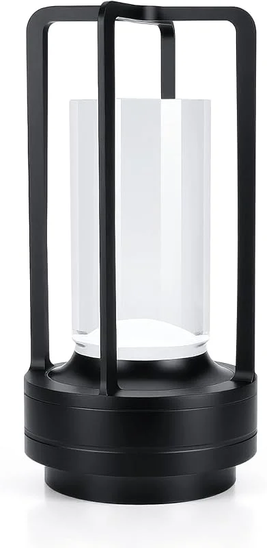 Visita la tienda de MMOBIEL MMOBIEL Lámpara de Mesa Vidrio LED Inalámbrica Redonda de Metal Recargable con Control Táctil, 3 Colores de Luz Regulables, Batería 2000mAh, USB-C para Interior, Exterior, Dormitorio – Negro — Cena a la luz de velas