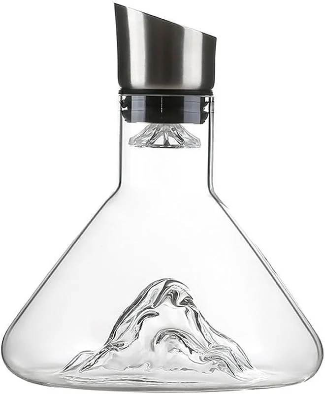 Lvpradior Juego de decantador de vino con filtro Aerator, 1, 5 l, decantador de vino rojo, sin plomo, accesorios para vino de mano, diseño Iceberg Crystal Clear Wine Aerator (transparente) — Vino y mesa festiva