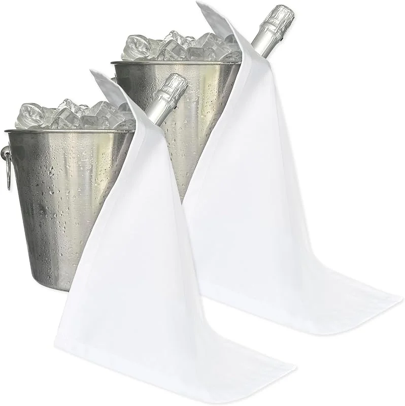 BOTTLECLOTHS Catering BottleCloths, 42 cm, Policotón, Anillo Cosido en Esquina (Blanco, Paquete de 2) — Vino y mesa festiva