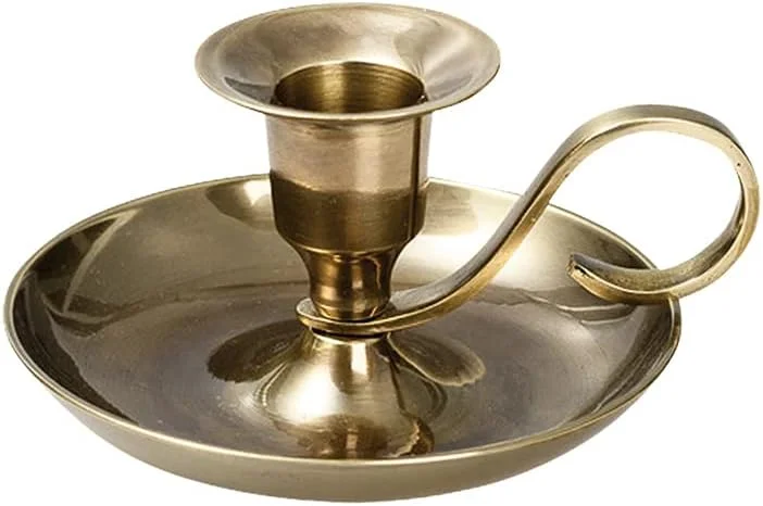 Visita la tienda de NKlaus NKlaus Candelabro de mano clásico de latón dorado antiguo de 5 cm de altura para velas de hasta 2 cm de diámetro, 10891 — Cena a la luz de velas