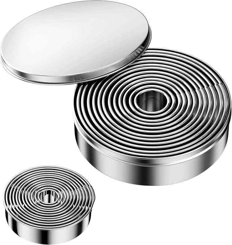 Elsrantor Moldes Galletas, Molde Redondo Cocina de Acero Inoxidable, de 12 Piezas de Cocina Cortadores para Aros, Redondos para Cocinar Cortador, Herramienta para Pan de Pastel de Diy — Hogar y cocina