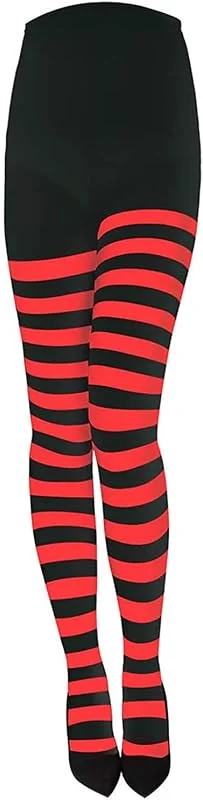 XNHIU Medias de rayas para mujer, de Halloween, Navidad, a rayas, de longitud completa, de cintura alta, medias — Ropa Navidad
