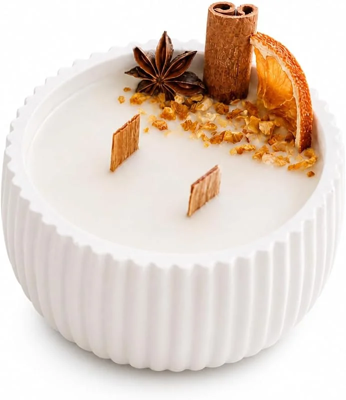 Visita la tienda de atuvela Vela Aromática Canela y Naranja de Cera de Soja con Mecha de Madera de Haya, Hecha a Mano en España, Perfume Cálido para Casa, Relax y Regalo — Cena a la luz de velas