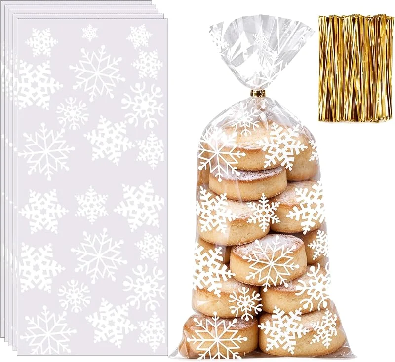 Visita la tienda de Scettar Scettar 130 Piezas Bolsas Celofan Transparente de Navidad, Bolsas Galletas — Envoltorio regalo