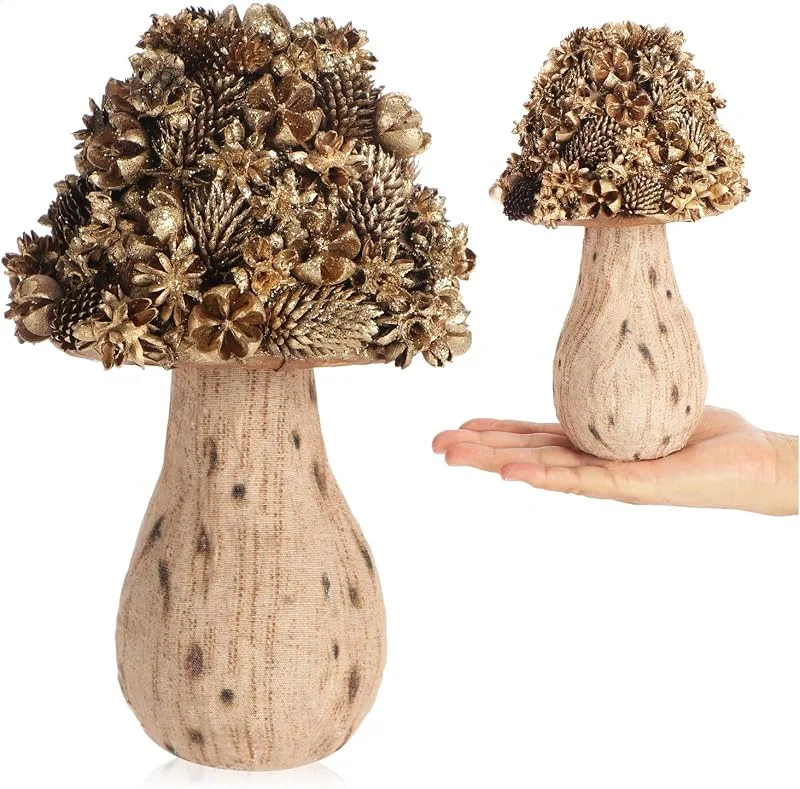 Visita la tienda de com-four com-four® Arreglo navideño en Maceta con Conos Dorados, Plantas secas — Decoracion Navidad