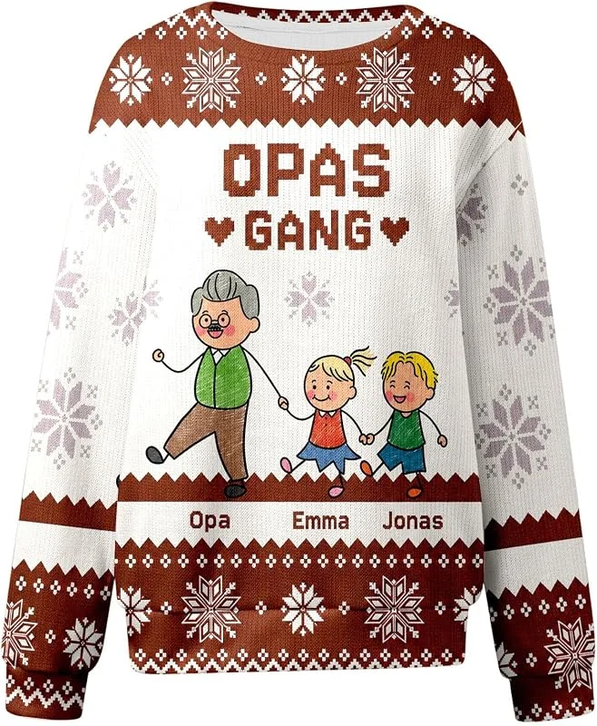PINTUTU Jersey Feo de Navidad para Adultos, Jersey de Punto Festivo con Estampado de Calavera y muérdago, Cuello Redondo, Manga Larga, para Hombre y Mujer Cómodo — Ropa Navidad