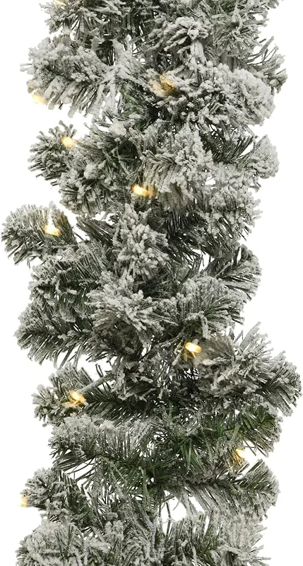Lumineo Guirnalda de abeto LED artificial, 2, 7 m x 25 cm, para interior y exterior, guirnalda decorativa iluminada, guirnalda de Navidad, guirnalda de invierno, color verde, blanco cálido — Decoracion Navidad