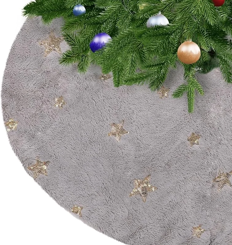 Visita la tienda de KONVINIT KONVINIT Falda Arbol Navidad Peluche Cubre pie Arbol de Navidad Funda Gris — Adviento y mesa