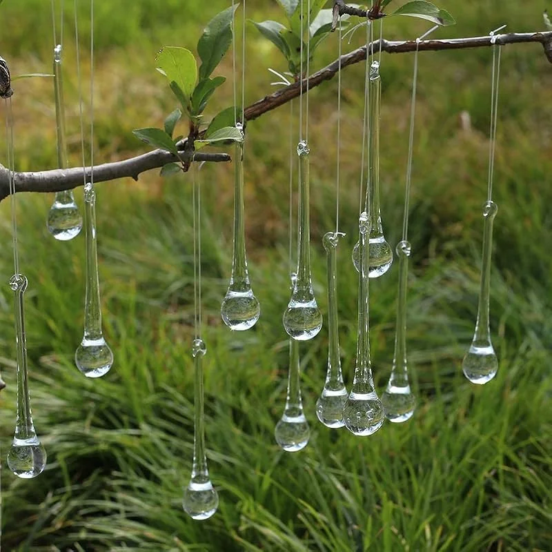 DAHI Lot de 10 Adornos para Árbol de Navidad, Diseño de Carámbanos de Cristal - Gota de Hielo - Colgantes de Cristal (Gota 25 mm) — Decoracion Navidad