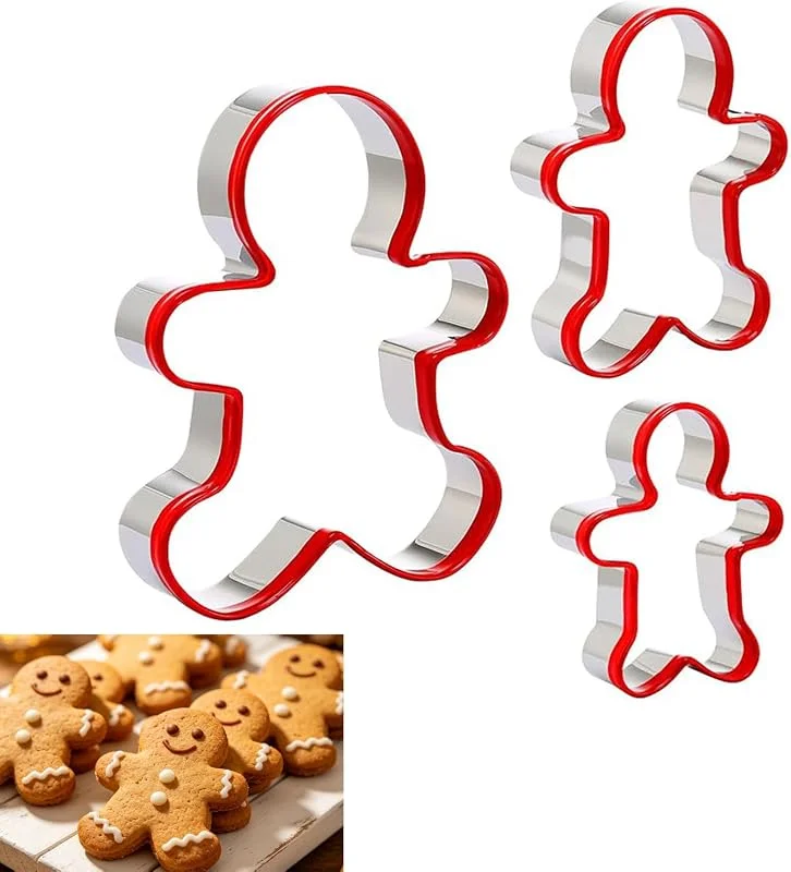 Febbya Molde Galletas Navidad, 3 PCS Cortador Hombre Jengibre Acero Inoxidable, Moldes Galletas Muñeco Jengibre para Repostería, Galleta Tostadas Fondant Acero Inoxidable — Hogar y cocina