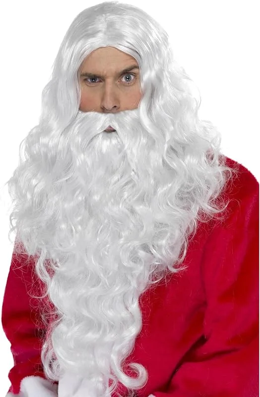 Visita la tienda de Smiffy's Smiffys Kit de disfraz de Papá Noel, Blanco, con peluca y barba Halloween, Carnaval — Ropa Navidad